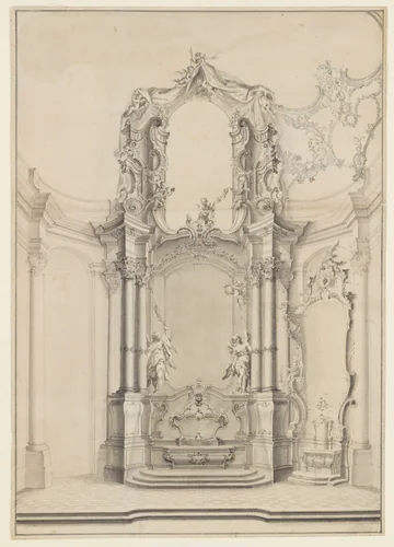 Design for the Transeptal Altars in the Klosterkirche Zwiefalten by Johann Michael Feichtmayr, drawing, 1735-1745