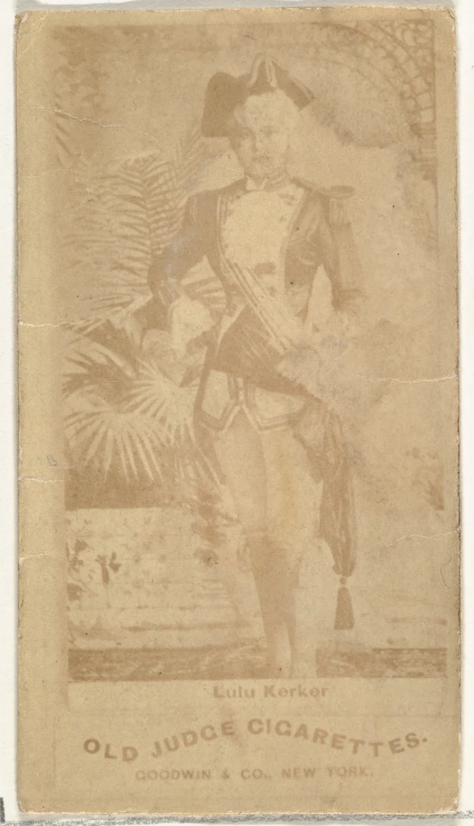 Lulu Kerker, from the Actors and Actresses series (N171) for Old Judge Cigarettes by Goodwin & Company, photograph, 1886-1890