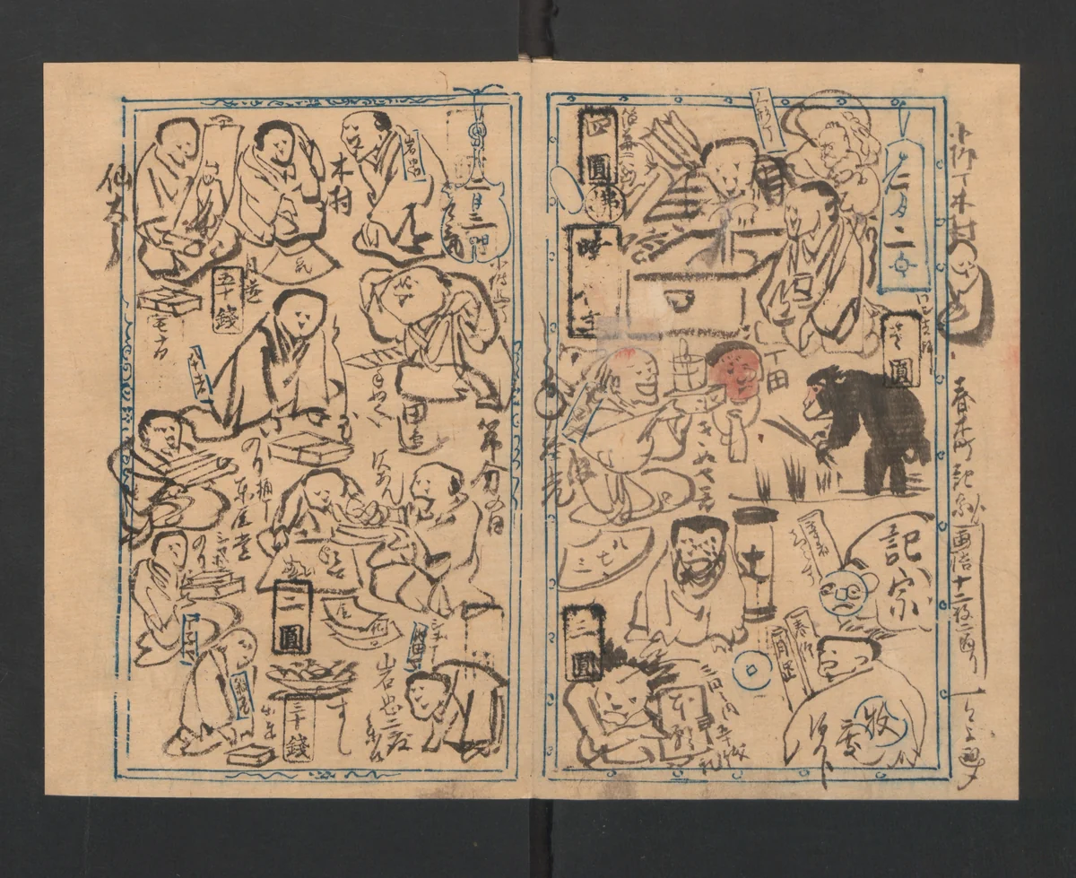Illustrated Diary (Kyōsai Enikki) 暁斎絵日記 by Kawanabe Kyōsai (河鍋暁斎), book, 1888