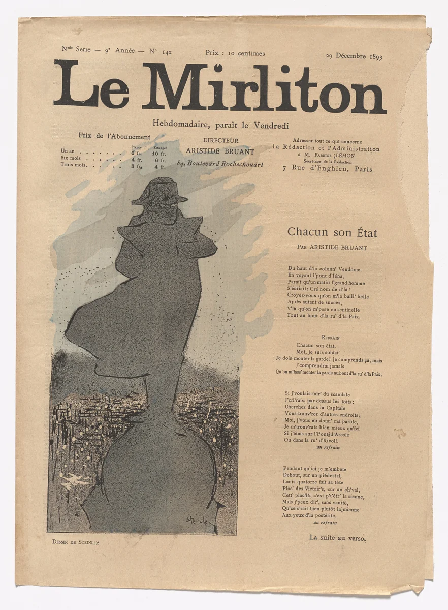 Le Mirliton, no. 142 by Théophile-Alexandre Steinlen, periodical, 1893