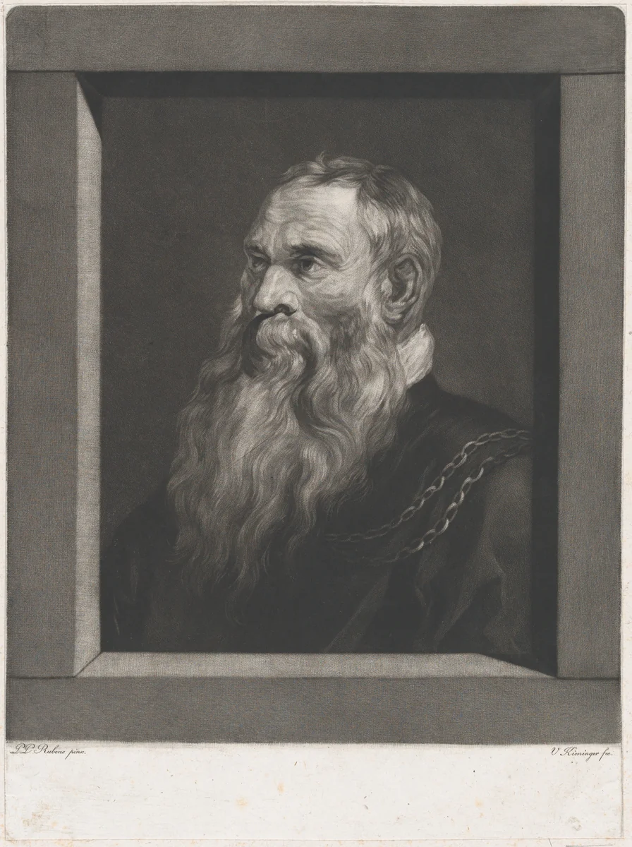 Portrait of an old man with a beard by Vincenz Georg Kininger, print, 1782-1851