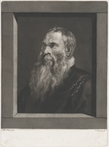 Portrait of an old man with a beard by Vincenz Georg Kininger, print, 1782-1851