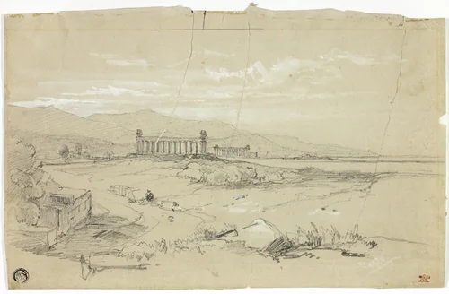 Paestum by William Leighton Leitch, drawing, 1835-1845