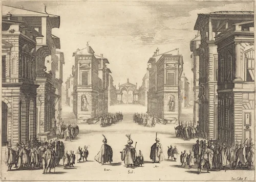 Il Solimano, Act I by Jacques Callot, print, 1620