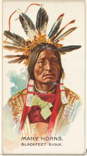 Many Horns, Blackfeet Sioux, from the American Indian Chiefs series (N2) for Allen & Ginter Cigarettes Brands by Allen & Ginter, print, 1888