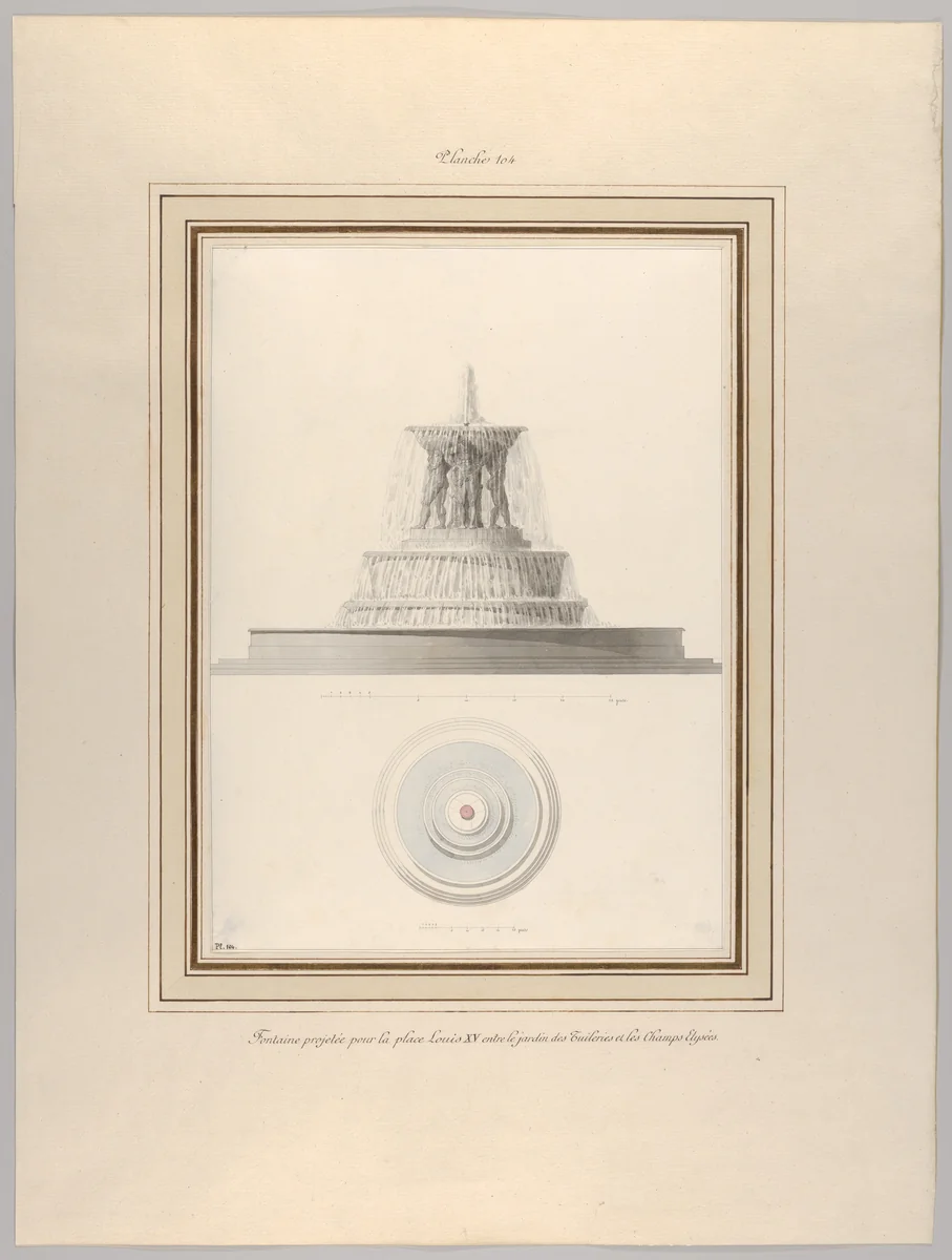 Project for a Fountain for La Place Louis XV by Pierre Fontaine, drawing, 1801-1811