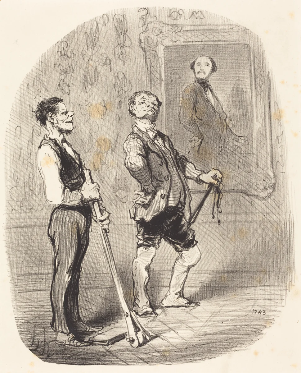 Il y a trois mois, m'sieu l'vicomte posait... comme ça... by Honoré Daumier, print, 1848