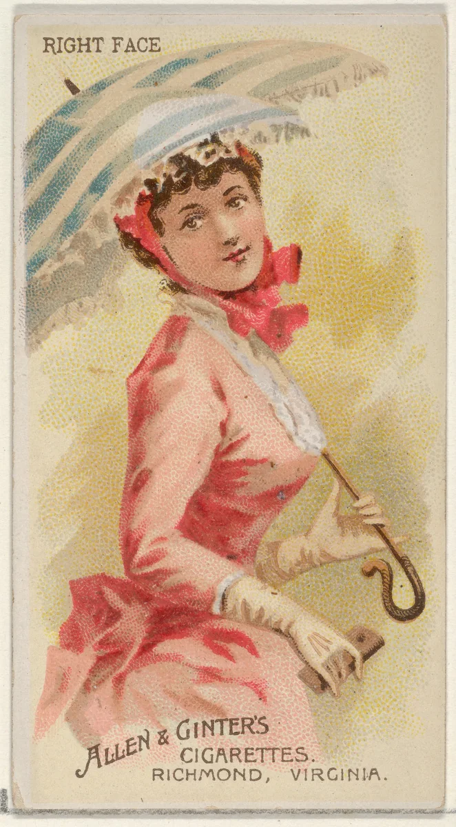 Right Face, from the Parasol Drills series (N18) for Allen & Ginter Cigarettes Brands by Allen & Ginter, print, 1888