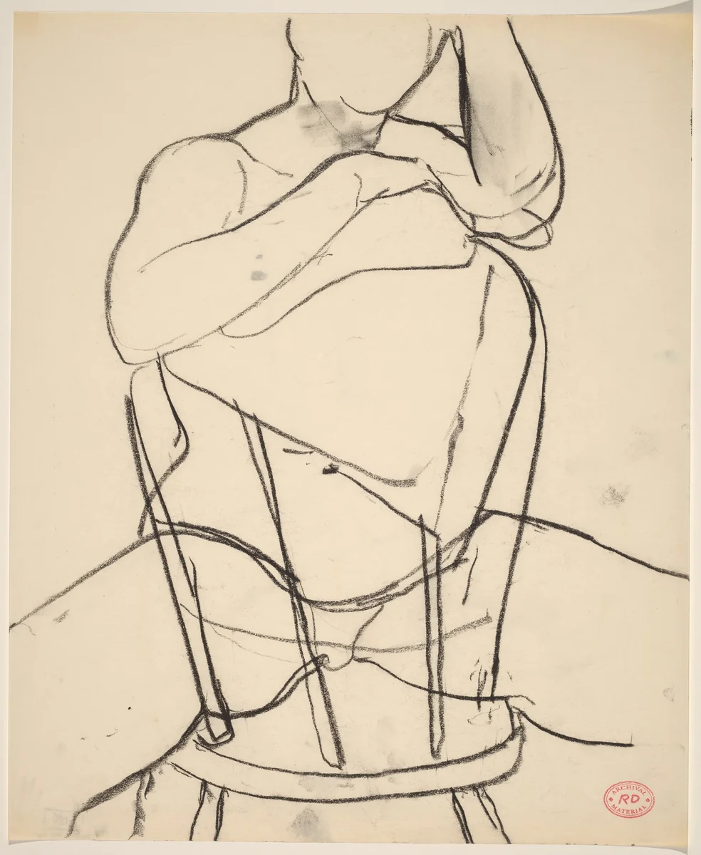 Untitled [seated nude with arms resting on chair back] by Richard Diebenkorn, drawing, 1955-1967