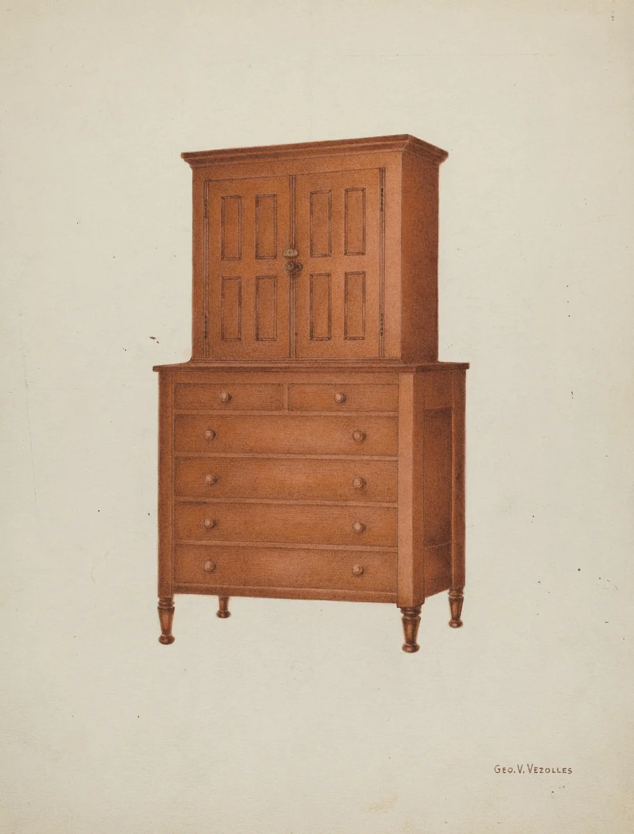 Shaker Cabinet by George V Vezolles, index of american design, 1935-1942