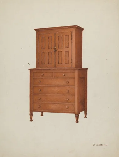 Shaker Cabinet by George V Vezolles, index of american design, 1935-1942