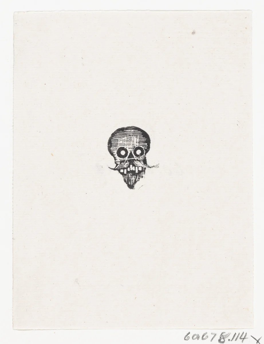 A skull with a beard by José Guadalupe Posada, print, 1875-1885