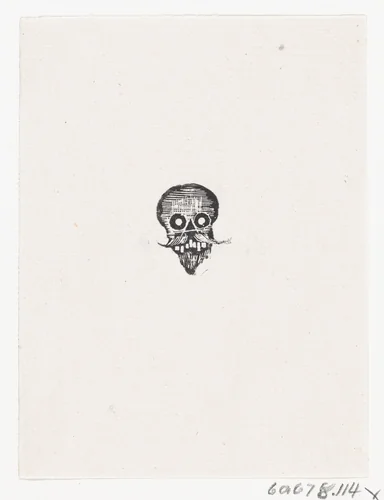 A skull with a beard by José Guadalupe Posada, print, 1875-1885