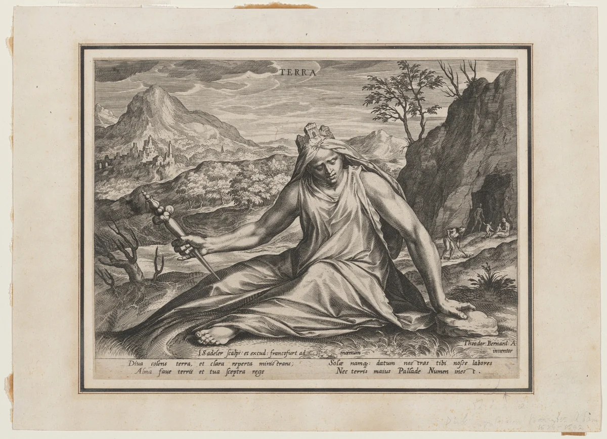 Earth by Jan Sadeler I; Dirck Barendsz, print, 1587