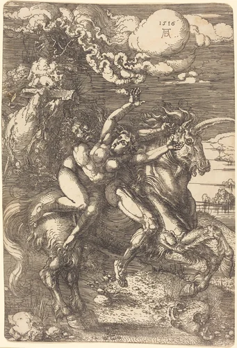 Abduction on a Unicorn by Albrecht Dürer, print, 1516