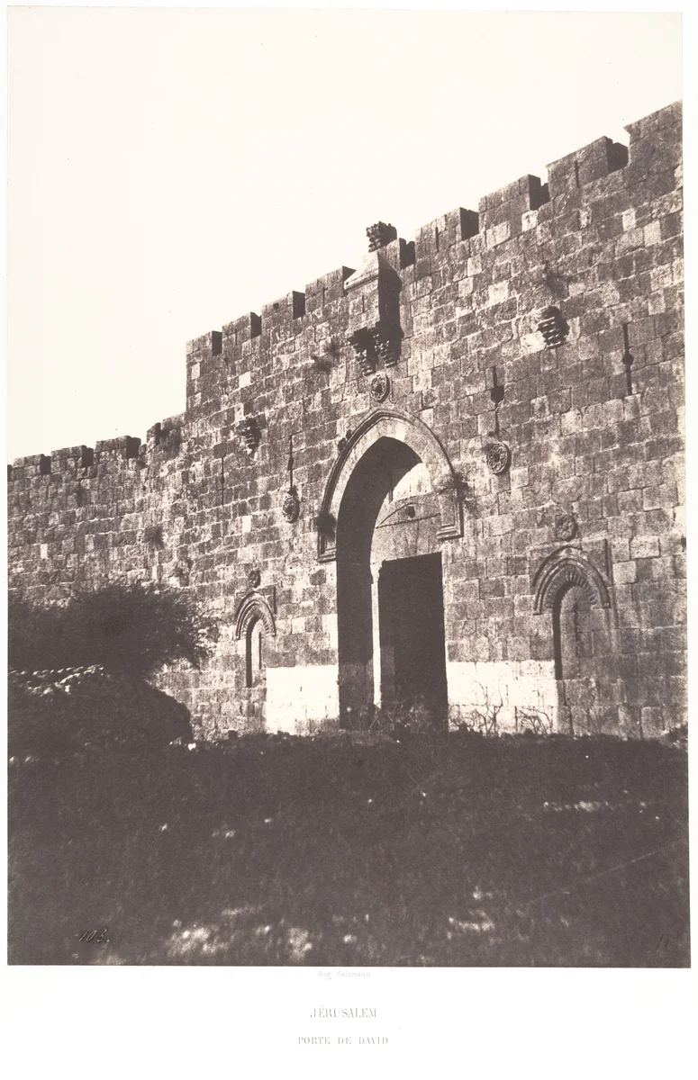 Jérusalem, Porte de David, Vue extérieure by Auguste Salzmann, photograph, 1854-1859