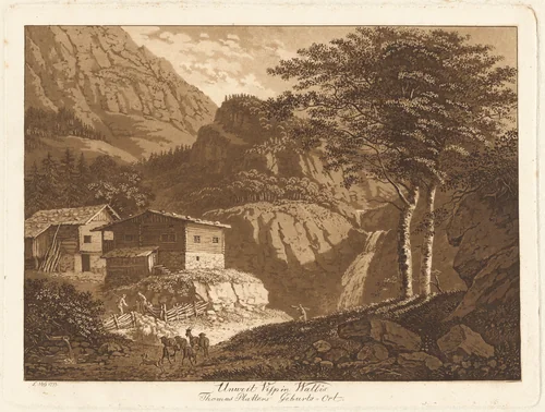 Unweit Visp in Wallis / Thomas Platters Geburts Ort by Ludwig Hess, print, 1799