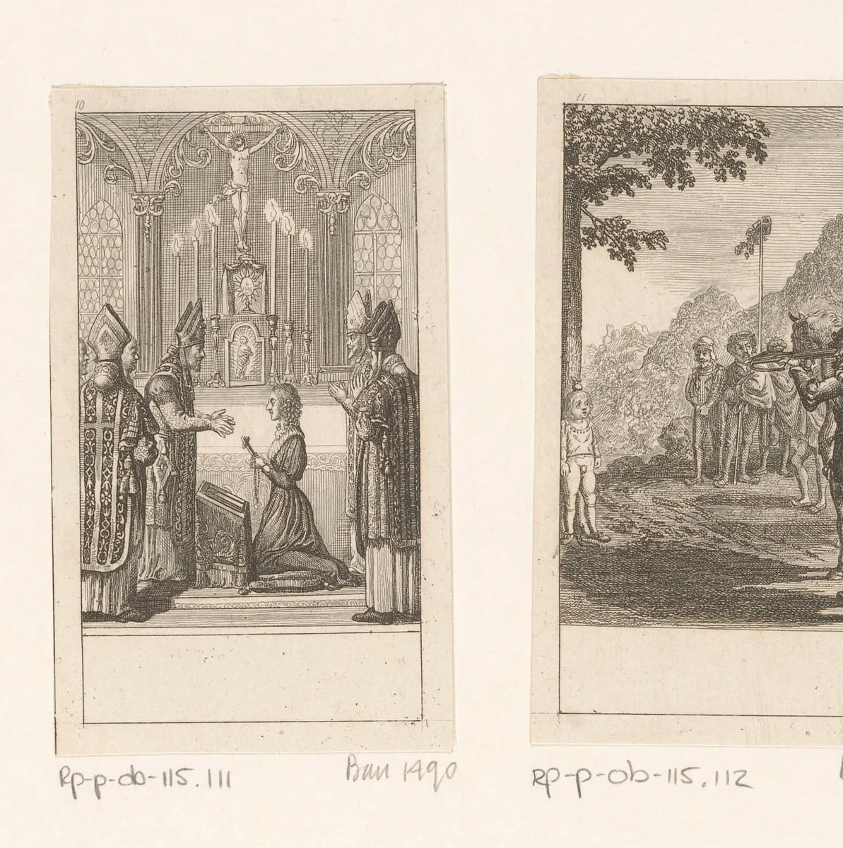 Christina bekeert zich tot het katholicisme by Daniel Nikolaus Chodowiecki, print, 1790