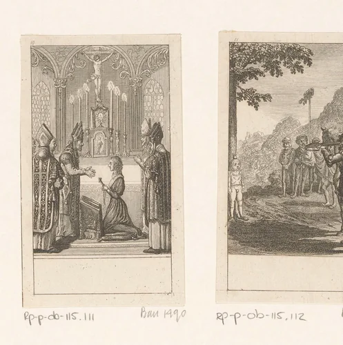 Christina bekeert zich tot het katholicisme by Daniel Nikolaus Chodowiecki, print, 1790