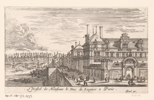 Stadsgezicht van Parijs met het huis van de hertog van Luynes by Israël Silvestre, print, 1652