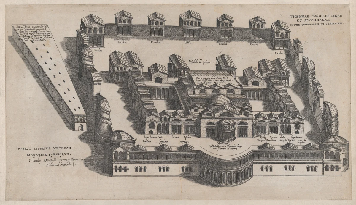 The Baths of Diocletian, from "Speculum Romanae Magnificentiae" by Giovanni Ambrogio Brambilla, print, 1582