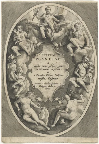Titelprent van een serie over de zeven planeten by Unknown, print, 1585-1628