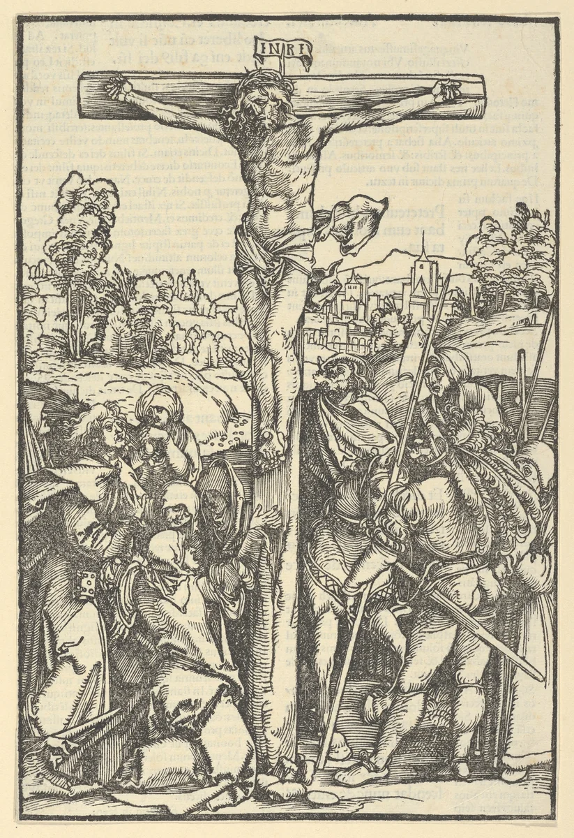 The Crucifixion, from Der beschlossen gart des rosenkranzes marie by Hans Schäufelein, print, 1505