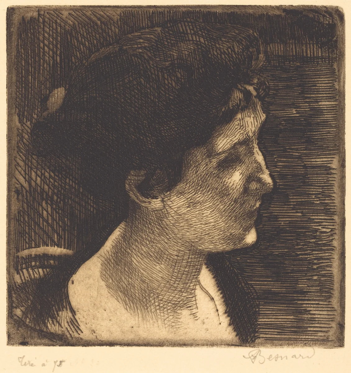 Woman in Full Profile (Grand profil de femme) by Albert Besnard, print, 1892