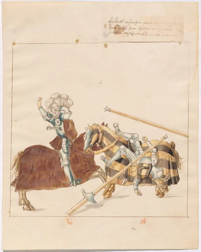 Joust of Peace in Leg Armor by German 16th Century, drawing, 1515