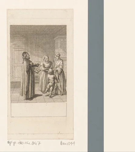 Mr. Evans overhoort de zoon van Mrs. Page by Daniel Nikolaus Chodowiecki, print, 1786