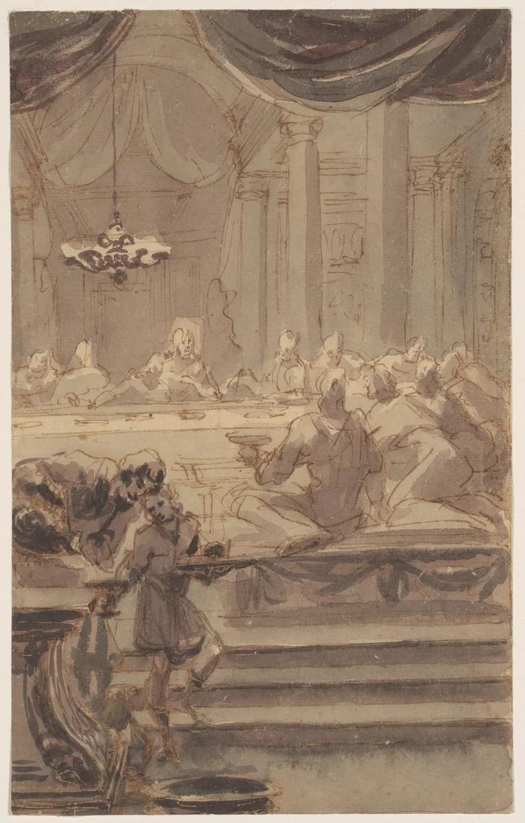The Last Supper by Giovanni Antonio Pellegrini, drawing, 1702-1708