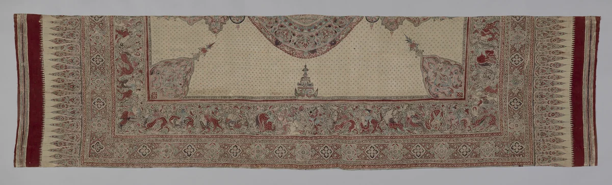 Painted cotton with medallion and figures by Deccan, textile, 1401-1500