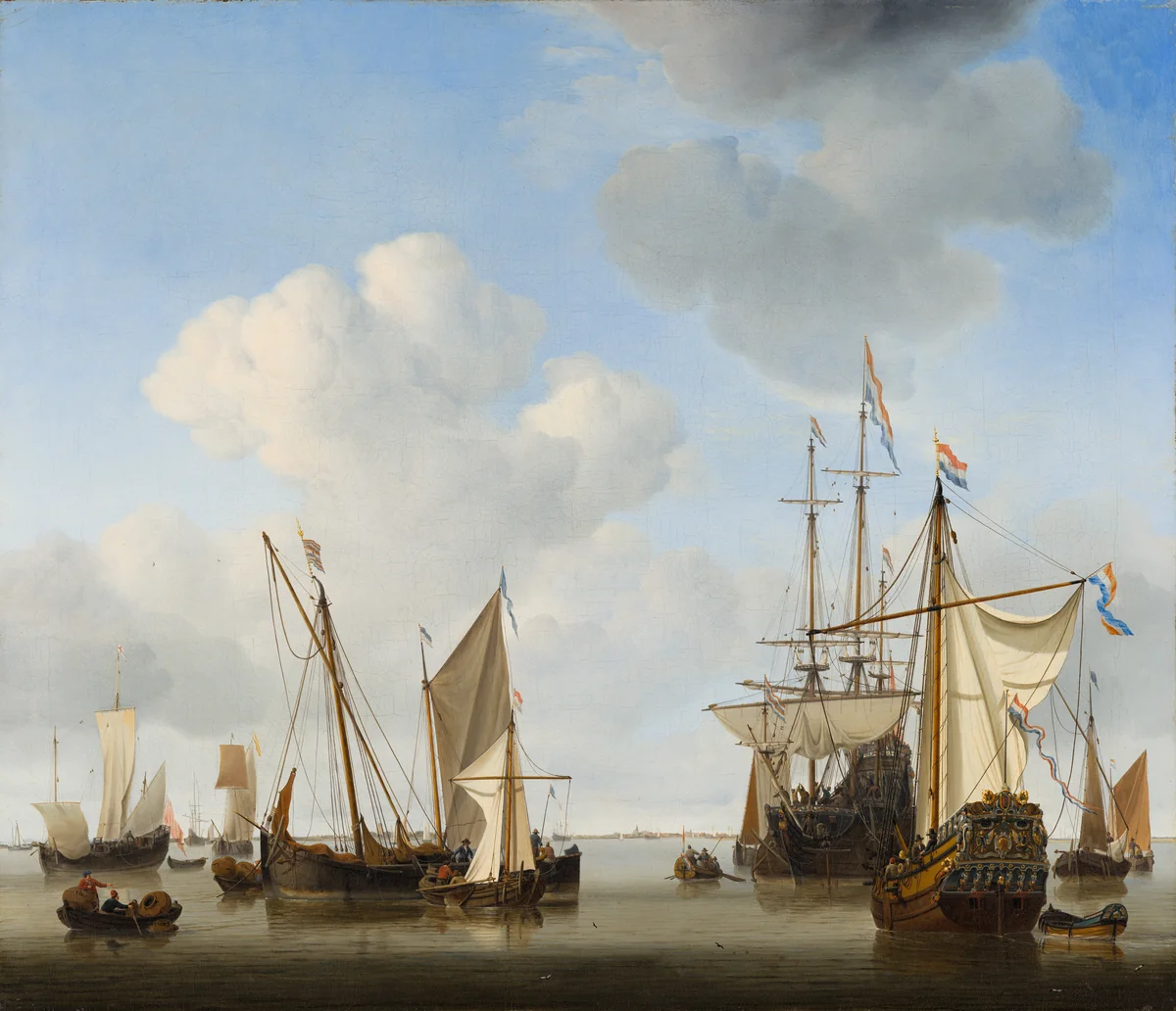 Ships in the Roads by Willem van de Velde the Younger, painting, 1658