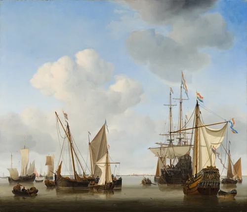 Ships in the Roads by Willem van de Velde the Younger, painting, 1658