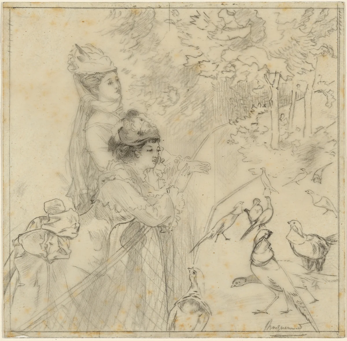 Au Jardin d'Acclimatation (In the Zoological Garden) by Félix Bracquemond, drawing, 1870-1879