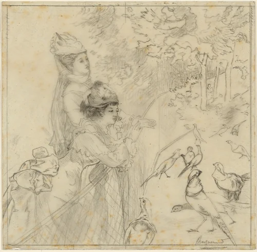 Au Jardin d'Acclimatation (In the Zoological Garden) by Félix Bracquemond, drawing, 1870-1879