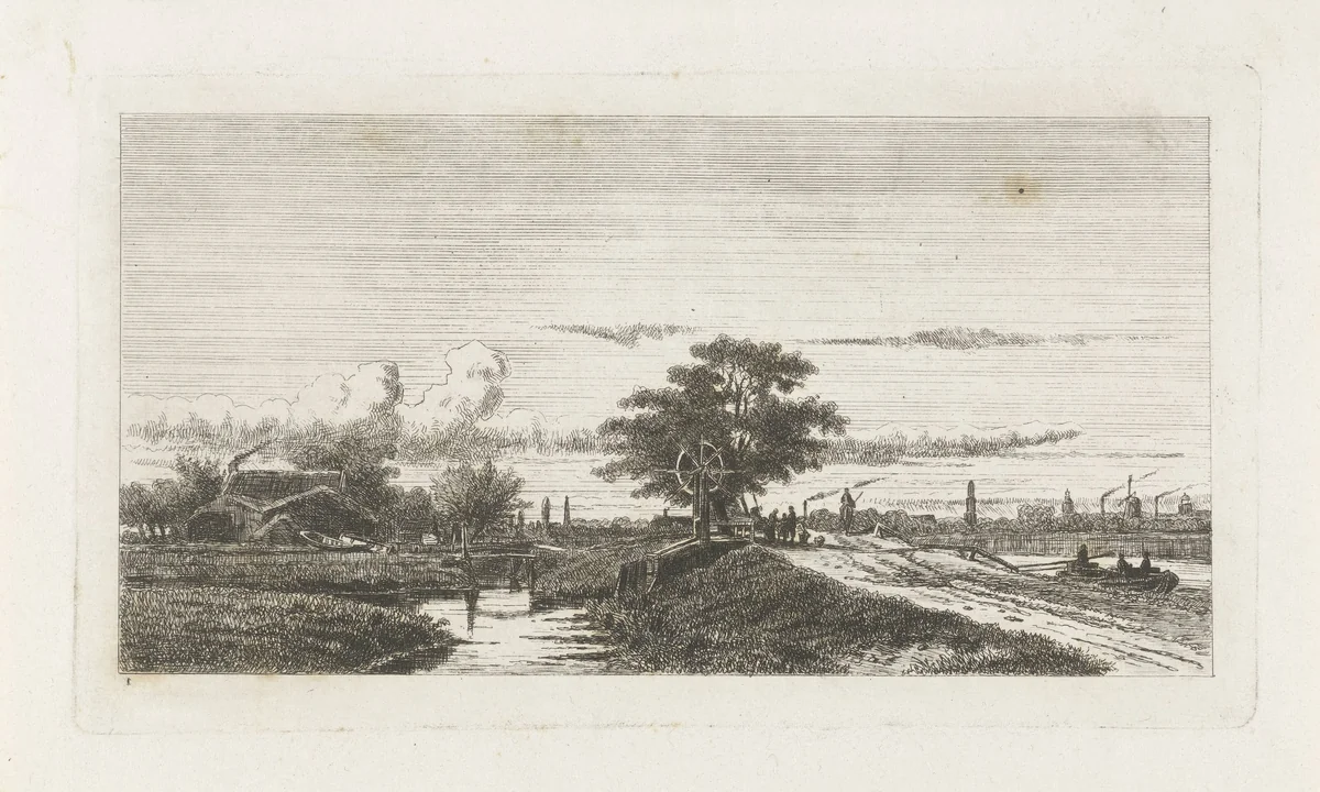 Landschap met sloten by Jan van Lokhorst, print, 1858