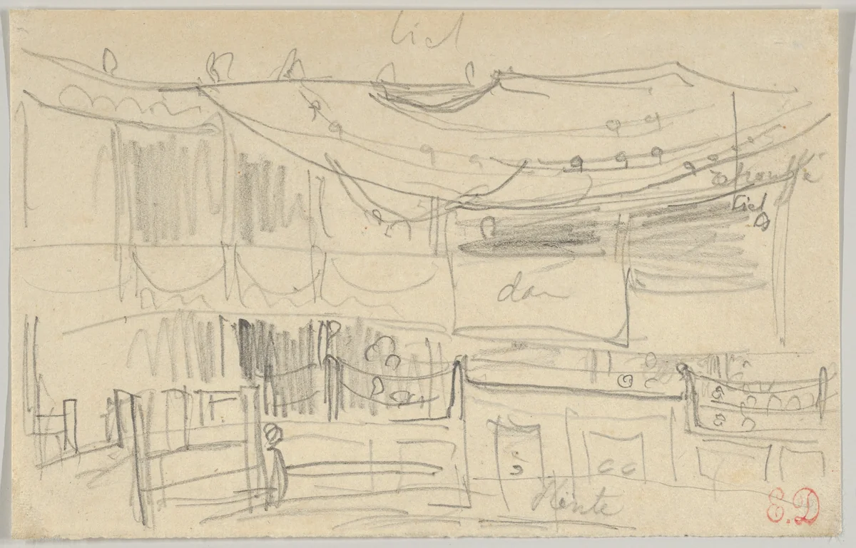 Sketch of an Arena(?) by Eugène Delacroix, drawing, 1832