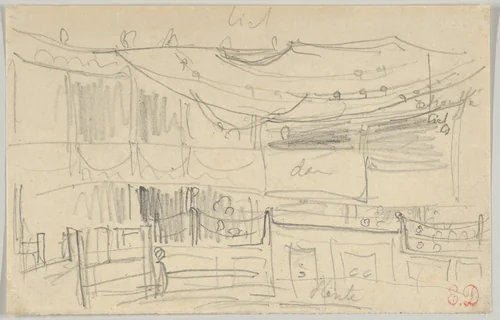 Sketch of an Arena(?) by Eugène Delacroix, drawing, 1832