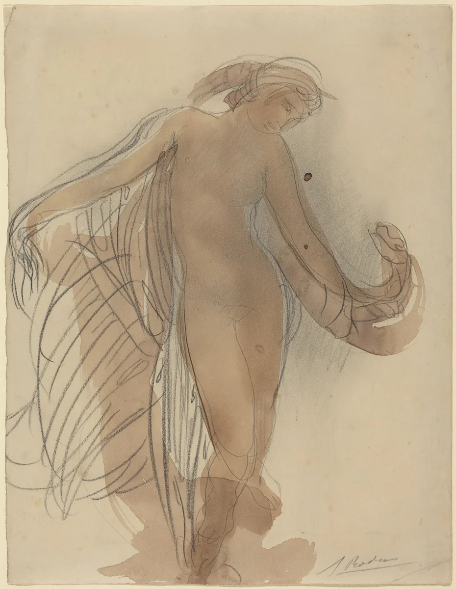 Figure Facing Forward by Auguste Rodin, drawing, 1840-1917