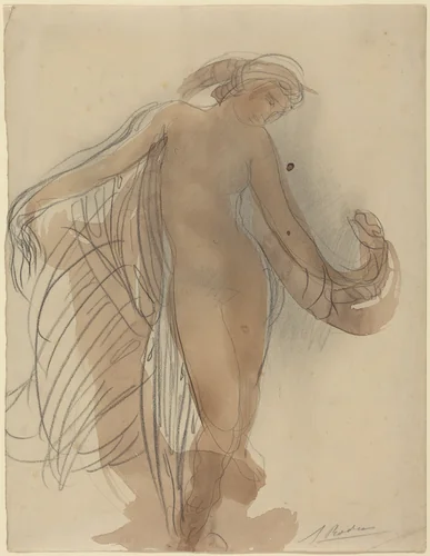 Figure Facing Forward by Auguste Rodin, drawing, 1840-1917
