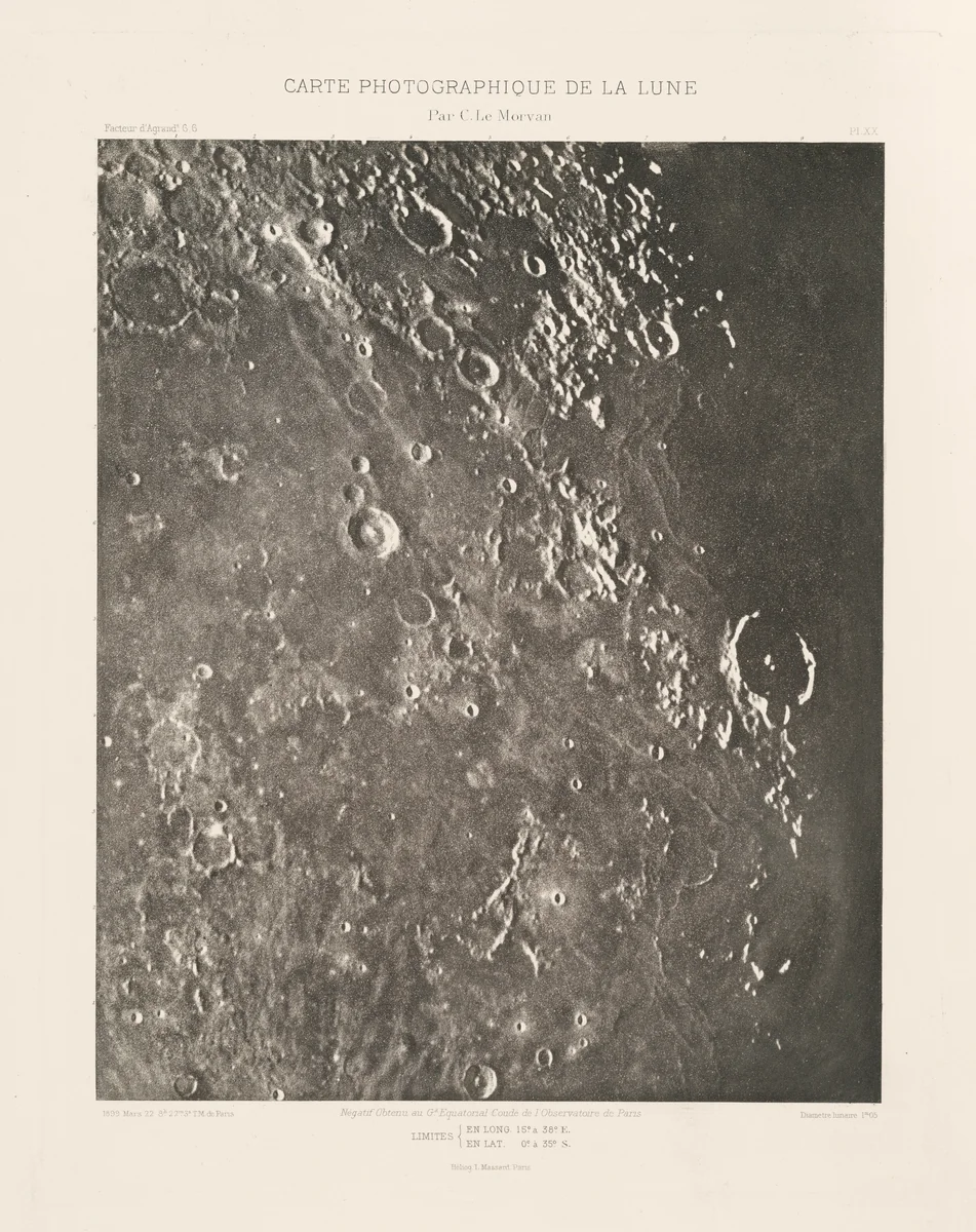 Carte photographique de la lune, planche XX (Photographic Chart of the Moon, plate XX) by Charles Le Morvan, photograph, 1899