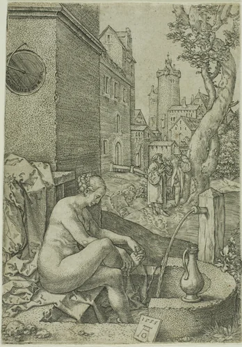 Susanna Surprised by the Elders, from The Story of Susanna by Heinrich Aldegrever, print, 1522-1560
