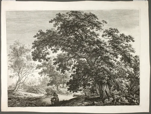 Fisherman in Wooded Landscape by Carl Wilhelm Kolbe, print, 1779-1835
