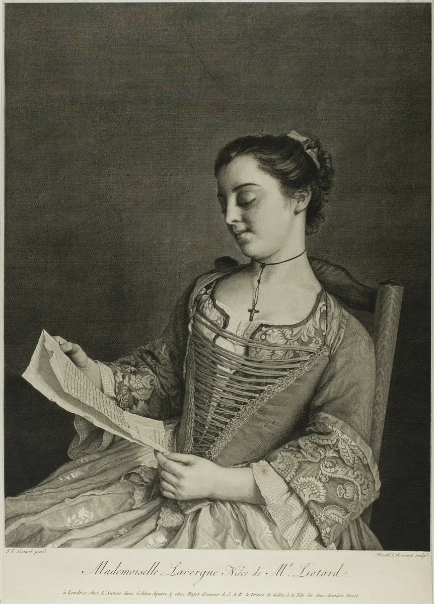 Mlle. Lavergne, Niece of Mr. Liotard by Jean Daullé
Simon François Ravenet
Jean-Étienne Liotard, print, 1746-1763