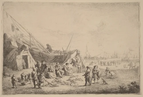 The Fishmongers by Peeter Bout, print, 1658-1719
