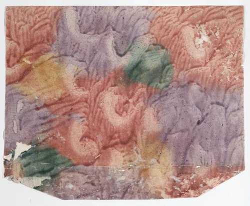 Paste paper with red, purple, yellow, and green design by anonymous, print, 1700-1800