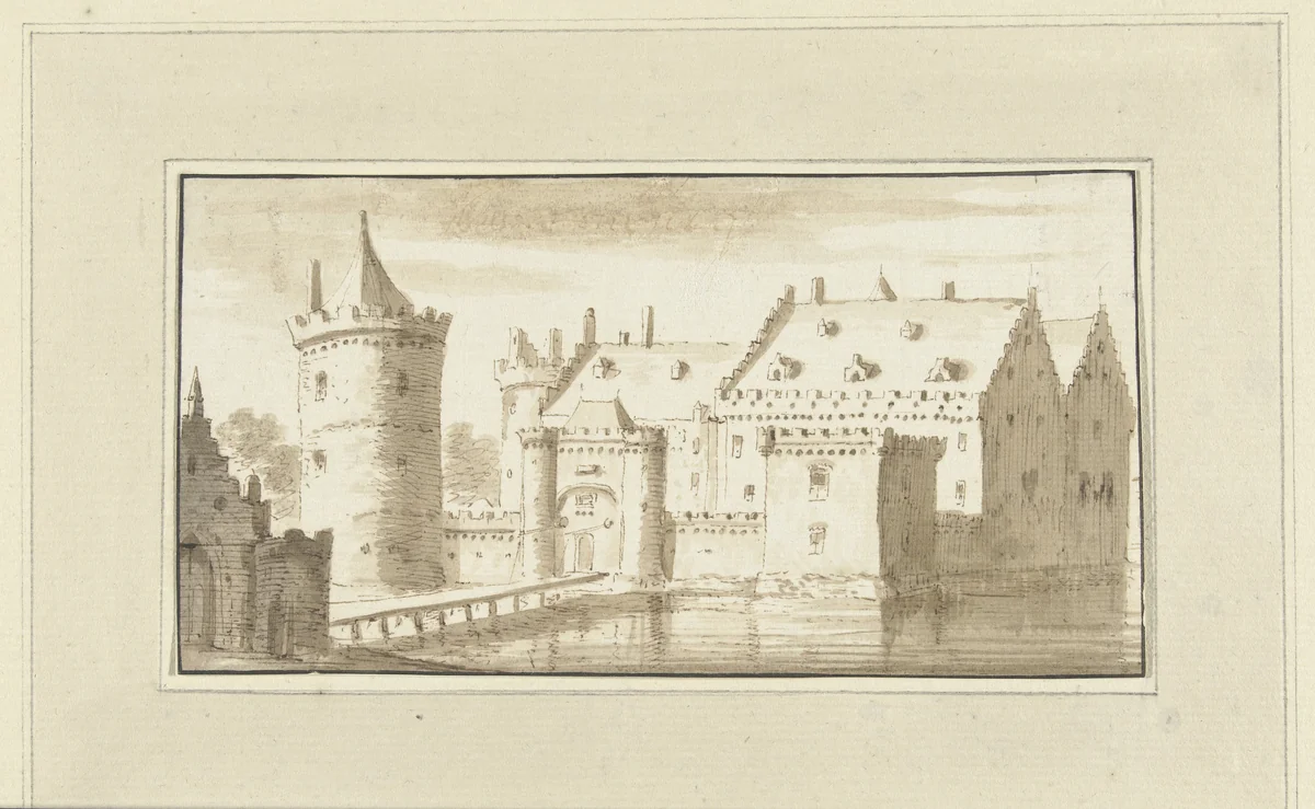 Huis Kronenburg aan de Vecht by Abraham Rademaker, drawing, 1722-1733