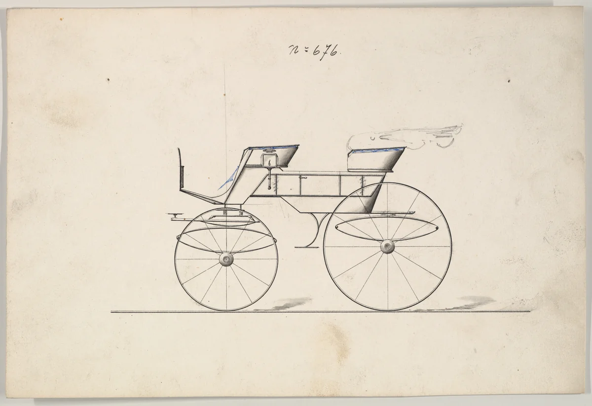 Design for Phaeton, no. 676 by Brewster & Co., drawing, 1850-1874