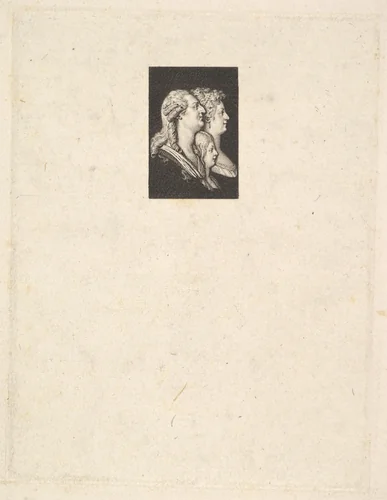 Portrait of Louis XVI, Marie Antoinette and The Dauphin by Augustin de Saint-Aubin, print, 1791